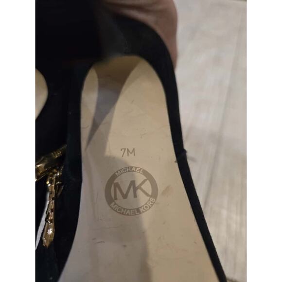 Michael Kors Whitby Women's Black Suede Feather Trim Ankle Bootie Size 7 - Picture 7 of 8